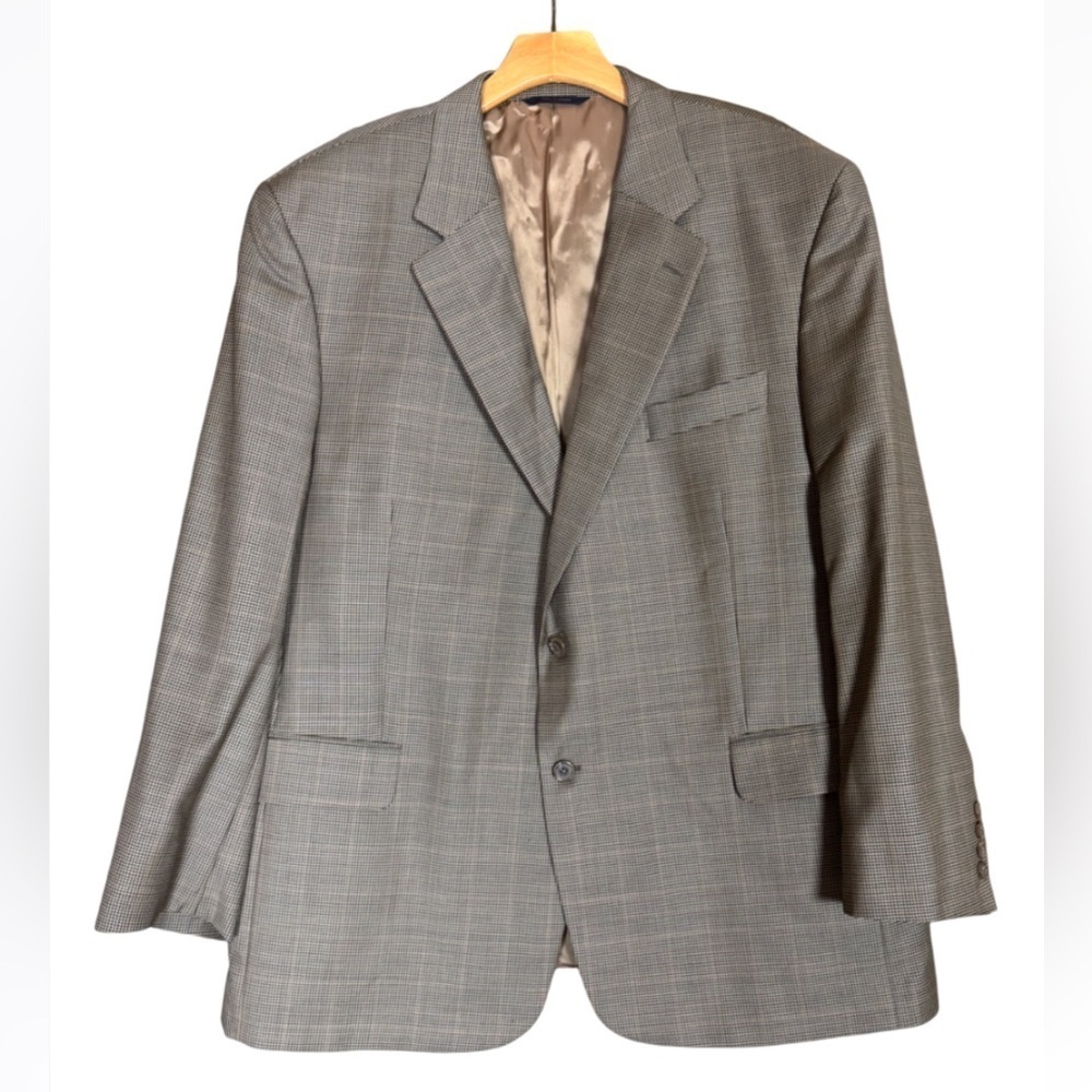 Brooks Brothers Brookwood Collection houndstooth plaid blazer jacket Size 48 Reg